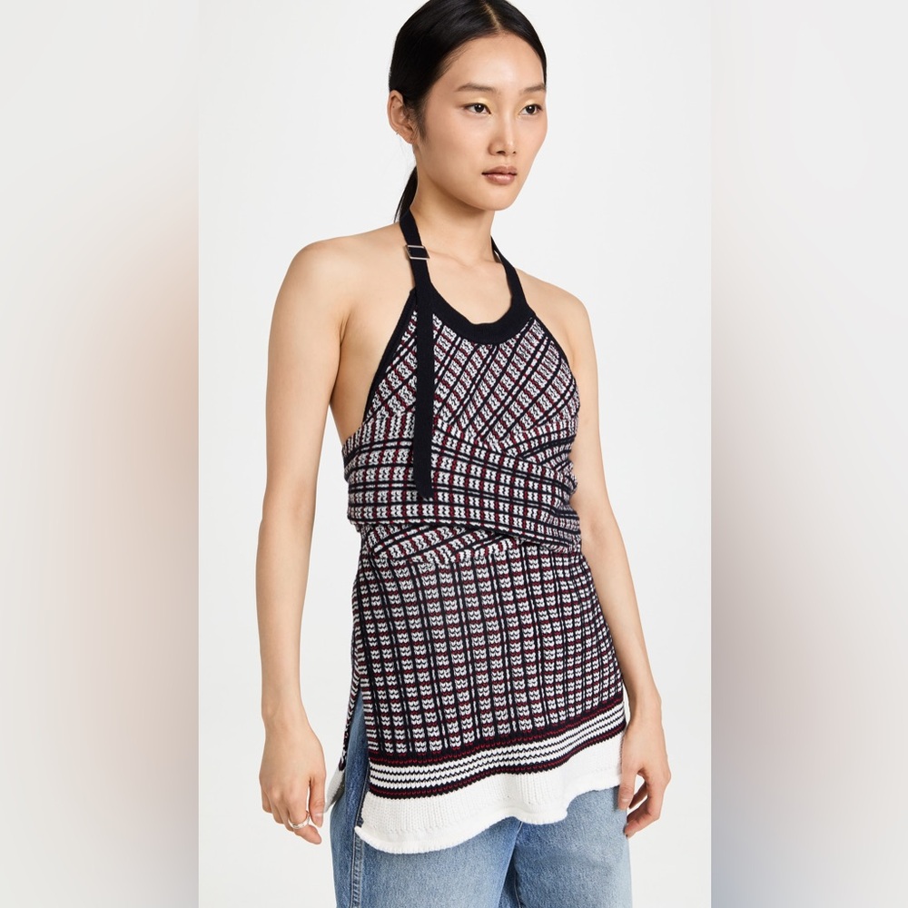 3.1 Phillip Lim Plaid Jacquard Halter Top